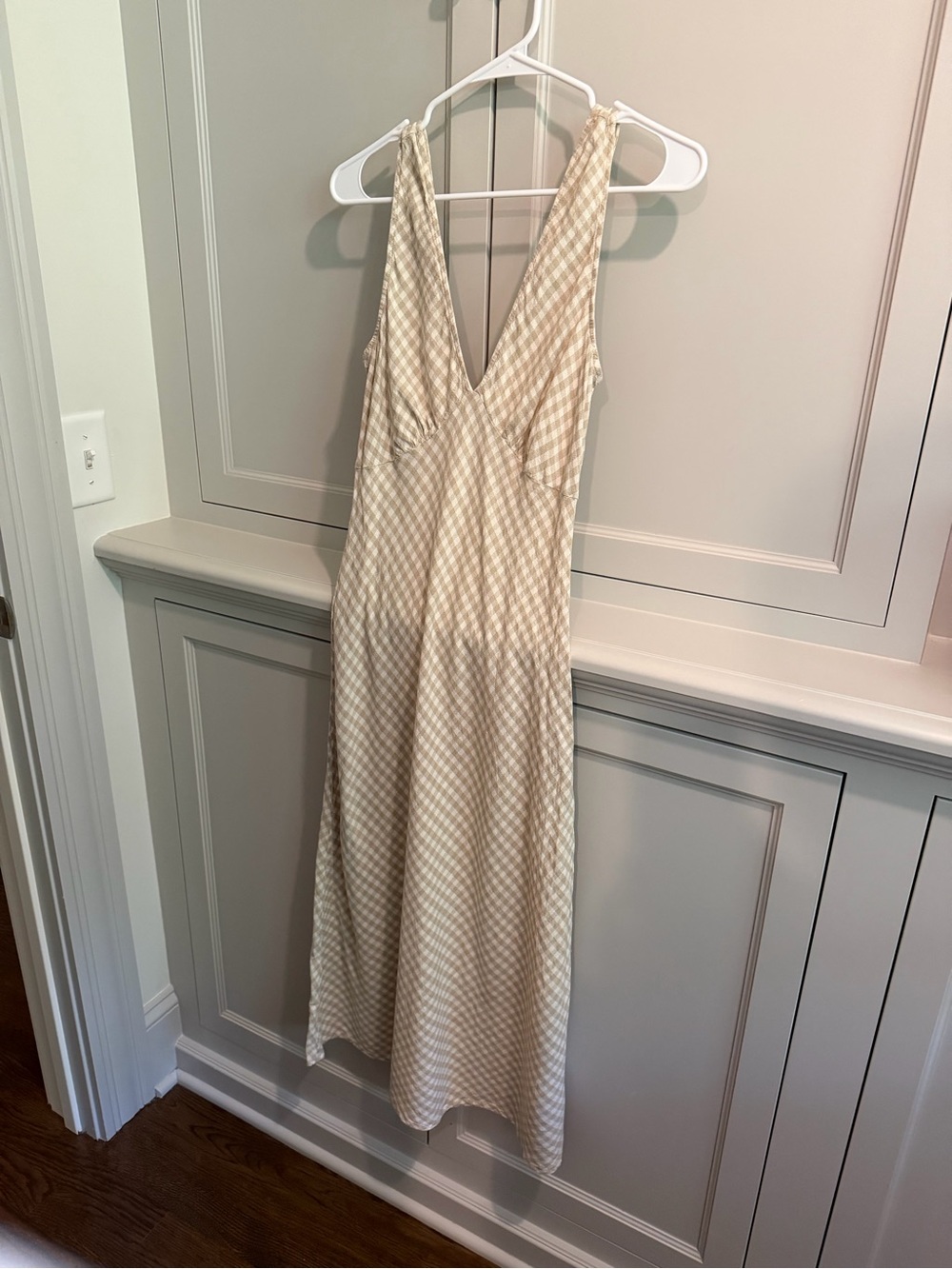 Rails Cream Checked V-Neck Maxi Dress